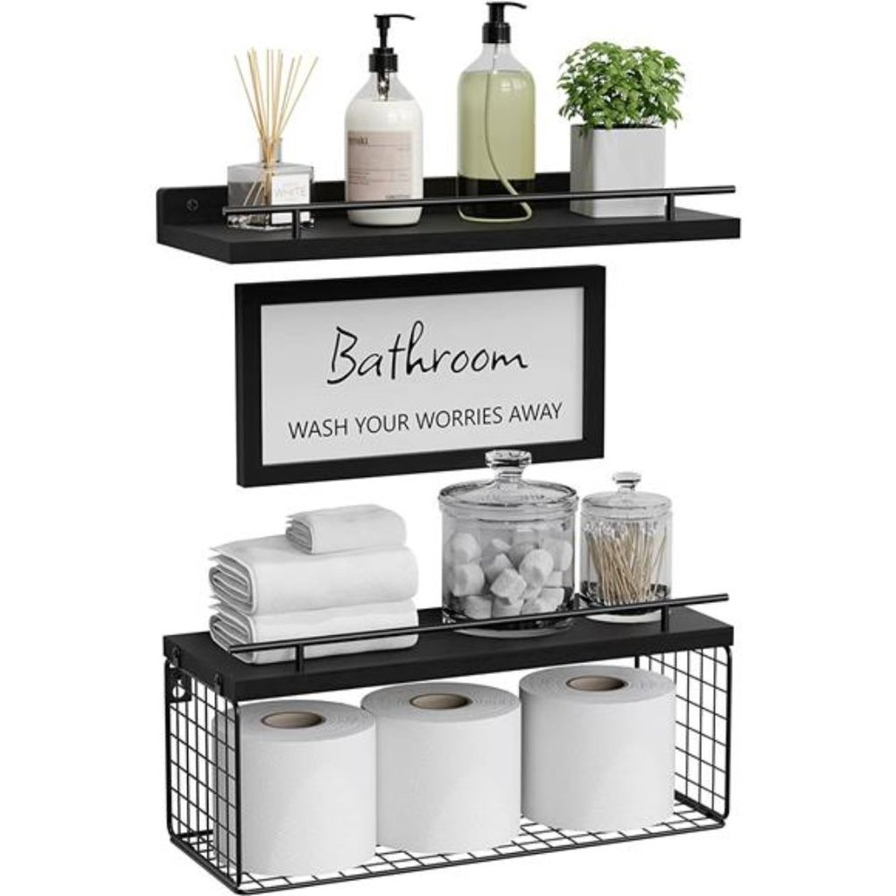 Floating Shelves Bathroom Wall Décor Farmhouse Wood Over Toilet Wall Shelves - Picture 11 of 12